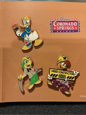 Disney World Coronado Springs Resort Construction Pin Set, 3 Caballeros